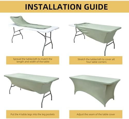 2-Pack 4ft Spandex Table Covers for Rectangular Folding Tables - Wrinkle Resistant Stretch Tight Table Cloths - Ultimate Fitted Table Protector for Parties, Banquet, and Wedding - Image 5