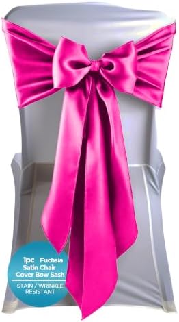 Leading Linens 1 pc Fuchsia 108"x8" Satin Bow Sash Chair Cover Decoration by LeadingLinens