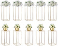 NUPTIO Gold Vases Wedding Centerpieces, Geometric Stand, 23.6" Tall, 10 Pcs by Nuptio