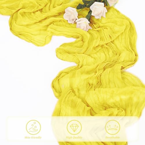 20 Pack Yellow Cheesecloth Table Runner 20 x 120 Inch Long Rustic Gauze Cheese Cloth Table Runner for Wedding 10FT Bridal Baby Shower Table Decorations Boho Fabric Sheer Birthday Party Table Decor - Image 5