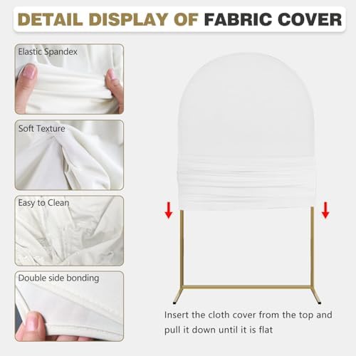 Arch Backdrop Stand and Cover Set, Metal Balloon Arch Backdrop 6.6ft, Gold Arched Stand Frame for Wedding, Parties,Birthday, Backdrop Decorations (White,6.6ft) - Image 4