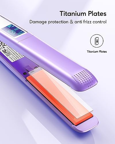Wavytalk Pro Flat Iron Hair Straightener, 100% Pure Titanium Flat Iron for Easy Glide, Straightener and Curler for All Hairstyles, Dual Voltage (Purple) - Image 7