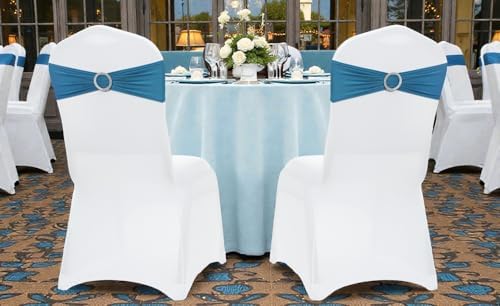MDS Pack of 75 Spandex Chair Sashes for Wedding Party & Event – Dark Teal - Image 6