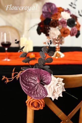 Floweroyal Halloween Artificial Flowers Black Flowers Mix Silk Flowers Fake Roses with Stems for DIY Wedding Bridal Bouquets, Baby Shower, Floral Arrangement, Table Centerpieces, Home Decorations - Image 3