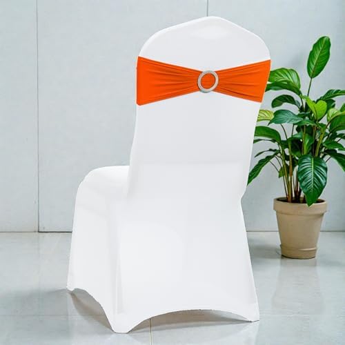 MDS Pack of 125 Spandex Chair Sashes for Wedding Party & Event – Orange - Image 5