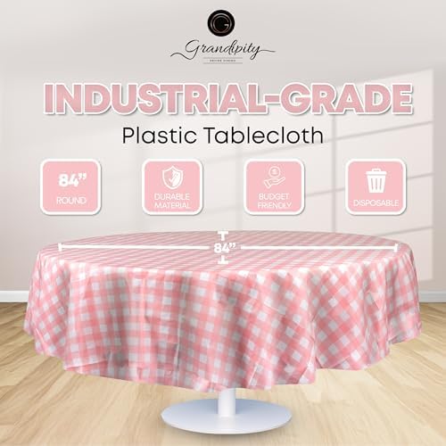 Grandipity Plastic Table Cloth Disposable 12 Pack 84" Round Gingham - Image 2