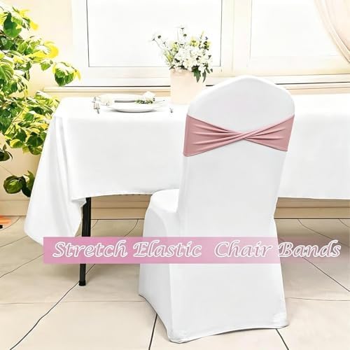 Pink Chair Sashes Bows 30 Pcs Dusty Pink Chair Sashes Elastic Chair Cover Bands Ties Without Buckle for Wedding Birthday Party Ceremoney Events Decoration - Image 6
