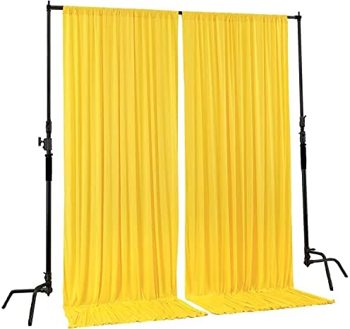 AK TRADING CO. 10 feet x 10 feet Polyester Backdrop Drapes Curtains Panels with Rod Pockets - Wedding Ceremony Party Home Window Decorations - Lemon Yellow - Image 2