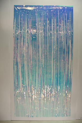 Holographic Tinsel Fringe Backdrop Iridescent Party Decorations 2 Pack by BRAVESHINE