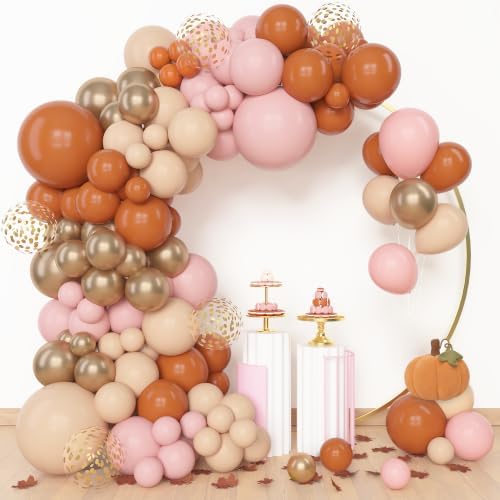 Amandir 153pcs Fall Baby Shower Balloon Arch Kit Burnt Orange Pink Garland - Image 5