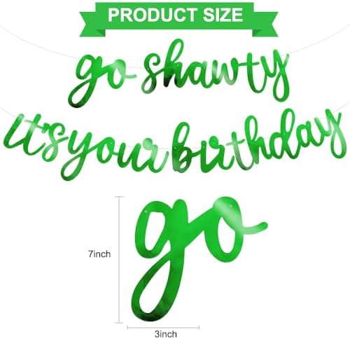 BEISHIDA Bright Green Pre-Strung Go Shawty It's Your Birthday Banner Decor - Image 2