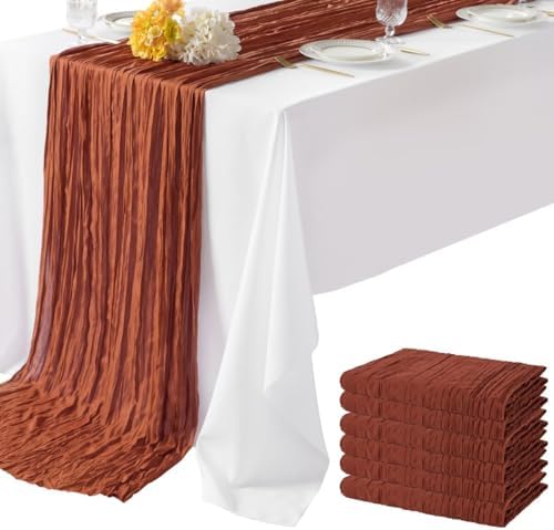 6 Pack Cheesecloth Table Runner 35"×120" Gauze Fabric Fall Table Runner by WeavingComfortHome