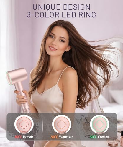 Cosy Companions High-Speed Ionic Hair Dryer, 150000 RPM Brushless Motor for 2-5 Min Fast Drying, Low Noise Blow Dryer Reduces Frizz & Heat Damage, Lightweight Hair Dryer with Diffuser & Nozzle, Pink - Image 4