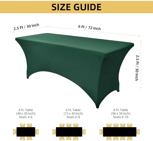 2-Pack 6ft Spandex Table Covers for Rectangle Standard Folding Tables - Wrinkle Resistant Stretch Tablecloths - Ultimate Fitted Table Protector for Parties, Trade Shows, Banquet - Image 4