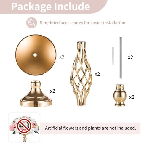 NUPTIO Gold Centerpiece Stand for Table, Twist Style, 17.7" Tall, 2 Pcs - Image 6