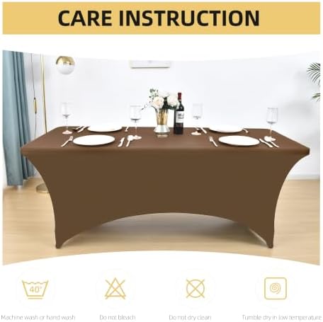 2-Pack 6ft Spandex Table Covers for Rectangle Standard Folding Tables - Wrinkle Resistant Stretch Tablecloths - Ultimate Fitted Table Protector for Parties, Trade Shows, Banquet - Image 4