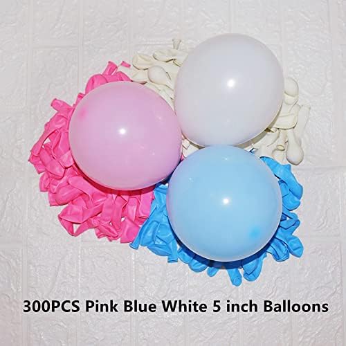 300 Pcs Pink Blue and White 5 Inch Balloons Macaron Pastel Pink and Blue White Latex Small Balloon for Baby Shower Birthday Bridal Shower Wedding Anniversary Gender Reveal Party Decorations - Image 2