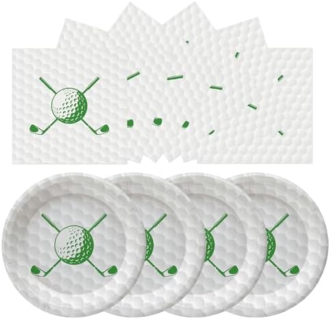 50 Pcs Golf Plates and Napkins, 7 Inch Golf Birthday Party Supplies by Unknown