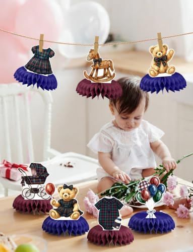 Teddy Bear Baby Shower Table Decorations, Tartan Plaid Centerpieces - Image 7