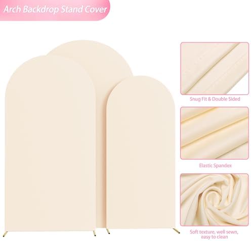 Wokceer Arch Backdrop Cover Beige Covers Stretchy Backdrop 7.2FT,6.6FT,6FT - Image 5