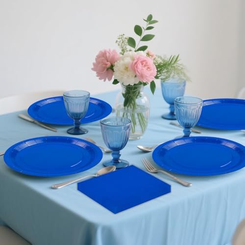 Blue 7Inch Paper Plates and Napkins Party Supplies, 50PCS - Image 2