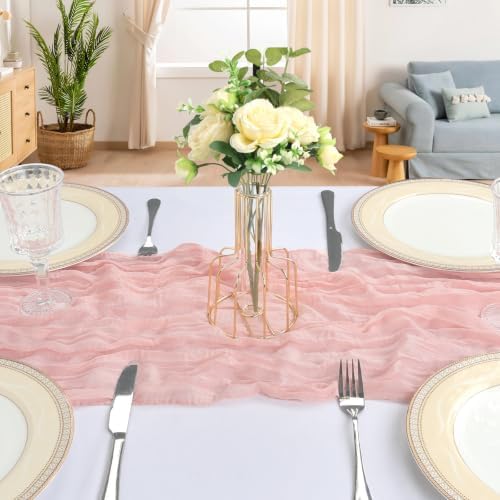 6 Pack 10Ft Blush Pink Cheesecloth Table Runner 23 x 120 Inch - Image 4