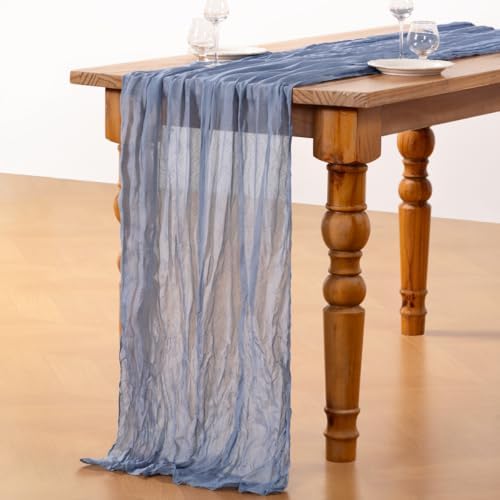DeZerlor Dusty Blue Cheesecloth Table Runners 10 Pack Summer Boho Runners - Image 5