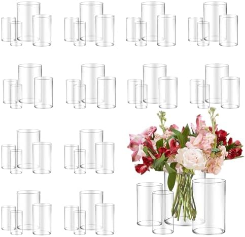 48pcs Glass Vase Cylinder for Centerpieces 4,4,4.7,6Inch Tall Small Flower Glass Clear Home Decor Centerpiece Table Flower Vase Decorations for Wedding＆Holiday by Unknown