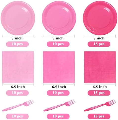Serves 35 Guests Gradient Pink Plates and Napkins Party Supplies - Image 2