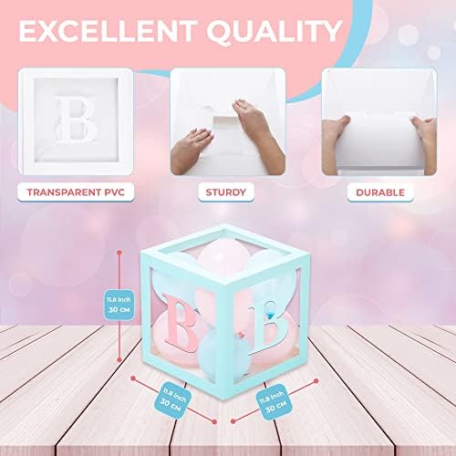 44-Pc Baby Shower Boxes & Balloons, Gender Reveal - Macaron Blue & Pink - Image 4