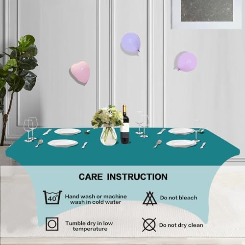 IVAPUPU 6FT Table Cloth for Rectangular Spandex Lake Blue Table Cover - Image 5