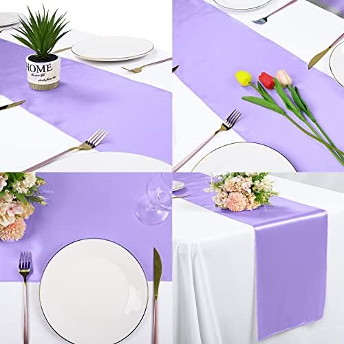 10-Pack Lavender 12 x 108 inches Long Premium Satin Table Runner - Image 5