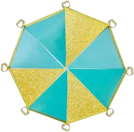 Teal Aqua Blue and Gold Party Decorations Pennant Banner Flag Hanging Glitter Paper Triangle Bunting for Birthday Graduation Bridal Shower Wedding Engagement Turquoise Party Decor Supplies - Image 4