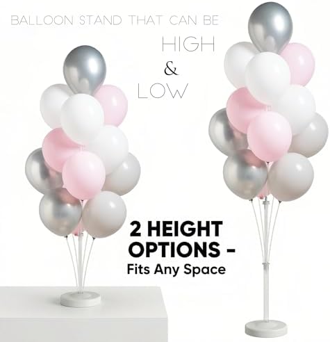 2Set Silver Pink Balloon Column Stand Kit for Floor or Table Party Decor - Image 5