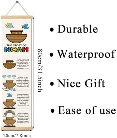 Noah's Ark Banner, Church Banner, Christian Rustic Hanging Door Flag, Farmhouse Decorations Outdoor Indoor, Church Activity Decor, Bible Lesson, Scripture and Words Decorations - Image 3