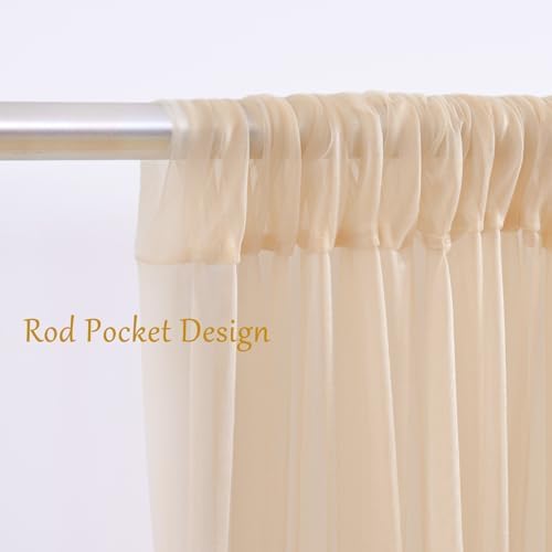 30×10ft Champagne Tulle Backdrop Curtain with Lights String for Parites, Sheer Photo Backdrop Curtains for Wedding Party Photography Background - Image 5
