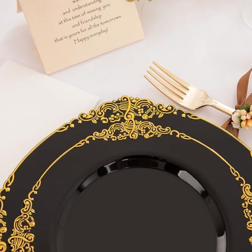 Hioasis 350 Pcs Black Gold Plates for Graduation - Image 6