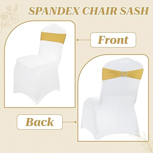 MDS Pack of 250 Spandex Chair Sashes for Wedding Party & Event – Gold - Image 4