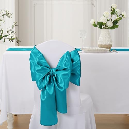 Teal Blue Satin Table Runner, 12x108 Inches, 12 Pack - Image 4