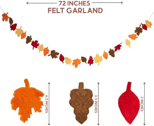 Folkulture Premium Cute Fall Garland, Wool, Mantle, Thanksgiving - 72 Inch - Image 3