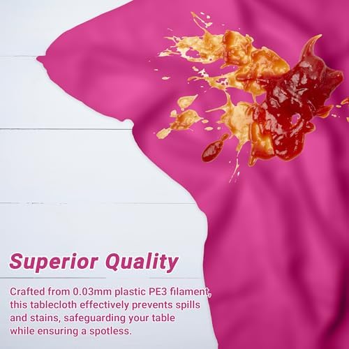 12 PCS Rose Red Disposable Tablecloth, Rectangle Plastic Table Cover, Elegant Smooth Table Cloth, 54 X 108 IN Hot Red Disposable Tablecloth for Birthday Parties, Weddings, Picnics, and Outdoor Events - Image 4