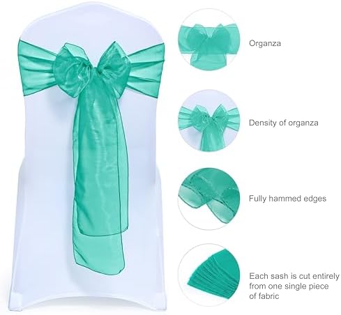 Pack of 25 Organza Chair Sashes for Wedding & Event Décor – Emerald Green - Image 6
