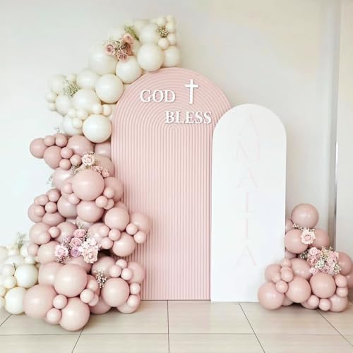 Dusty Pink Balloon Arch Kit,145Pcs Retro Blush Pink Sand White Cream Neutral Metallic Champagne Gold Balloons Different Size for Baby Shower Bridal Anniversary Birthday Party Decoration - Image 2
