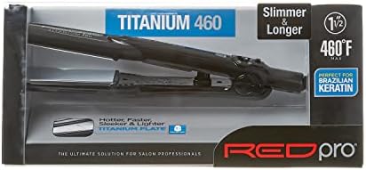 RED Pro Titanium 460 Styler Flat Iron, 1 1/2" for Silk Pressing & Keratin Treatments, Eliminates Frizz, Instant Heat, Auto Shut-Off, Heavy Duty Swivel Cord by REDPro