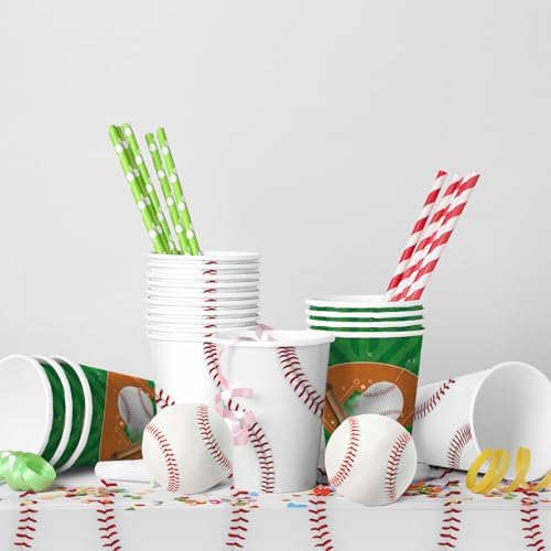 Baseball Party Supplies Kit for 24 - Complete with Dinner & Dessert Plates, Napkins, Cups, Banner & Tablecloth Baseball Birthday & Gameday Celebrations，Baseball Party Decorations & Favors - Image 6