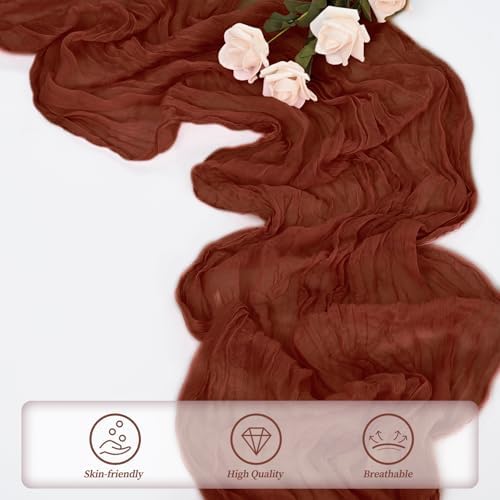 6 Pack Terracotta Cheesecloth Table Runner 10FT Boho Rustic Cheese Cloth Table Runner for Wedding 20 x 120 Inch Long Bridal Shower Baby Shower Gauze Fabric Sheer Birthday Party Table Decorations - Image 5