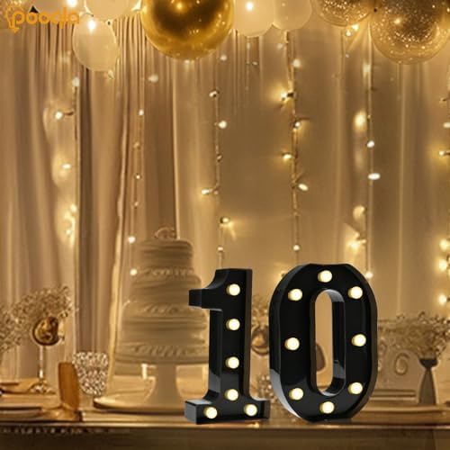 Pooqla Black Light Up Numbers, 10th Birthday Decorations for Boys - Image 2