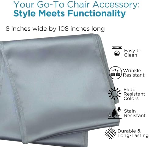 Leading Linens 10 pcs Silver 108"x8" Satin Bow Sash Chair Cover Decoration - Image 2