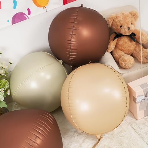 Nude Cream Beige Round Foil Balloons Boho Birthday Decor 22 Inch 6 Pcs - Image 4
