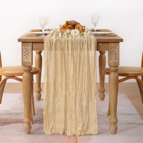 Champagne Cheesecloth Table Runner Farmhouse Sand Fall Table Runner 10ft - Image 5